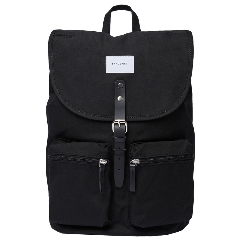 Sandqvist Roald - Rucksack 15" 36 cm (black with black leather)