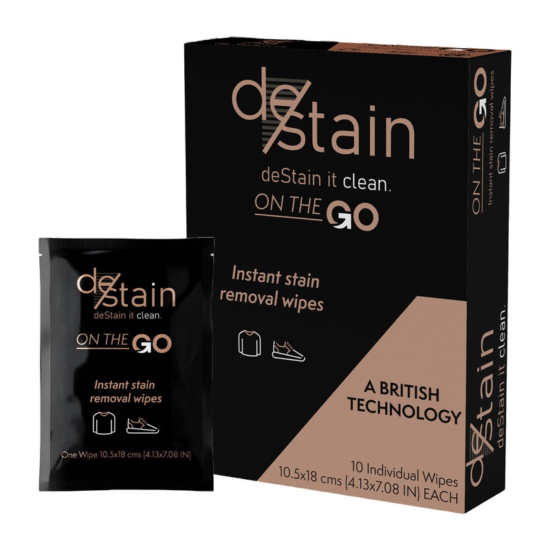 deStain Instant Stain Removal Wipes - box of 10 wipes