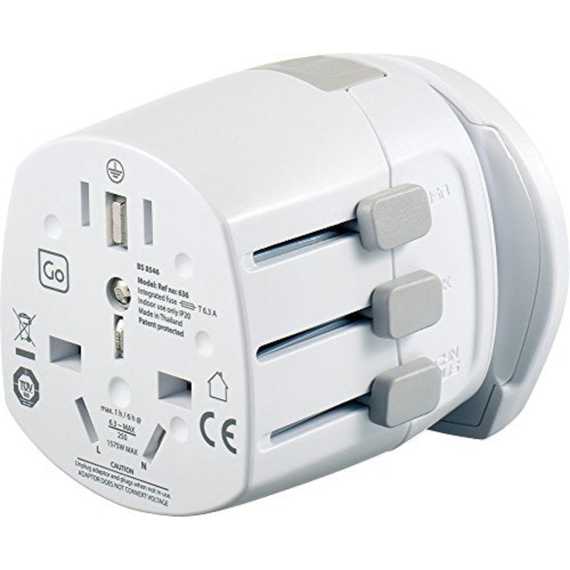 Go Travel USA-UK Travel Adaptor, White