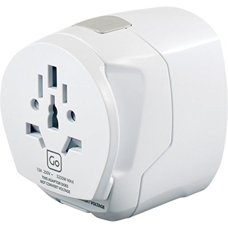 Go Travel Worldwide Grounded Adaptor Plus USB, White
