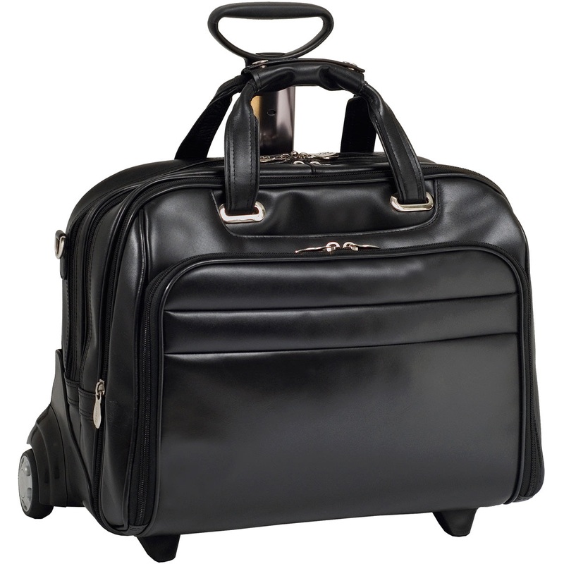 Mcklein R Series Midway Leather Flythrough 17In Wheeled Laptop Case