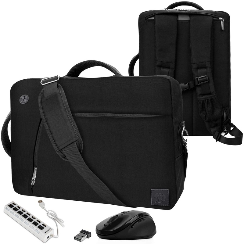 VanGoddy Slate Black Convertible Laptop Bag with USB Hub and Mouse for Razer Blade Stealth 13