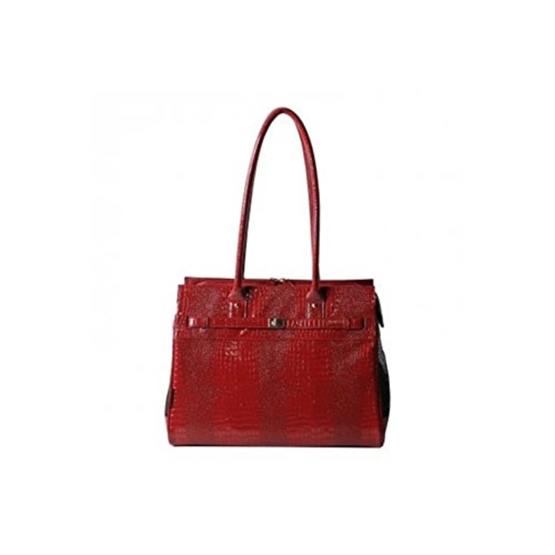 Bark-N-Bag Exotic Line Patent Croco Pet Carrier, Red