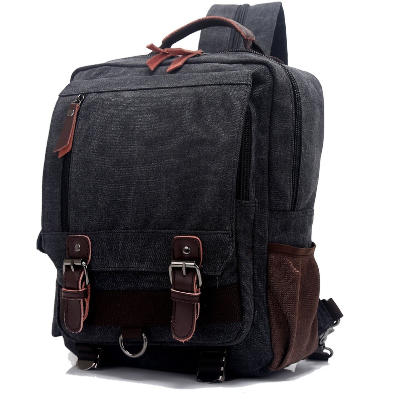 Berchirly Vintage Small College Shoulder Backpack Laptop Bag Multi-functinal Travel Outdoor Camping Rucksack