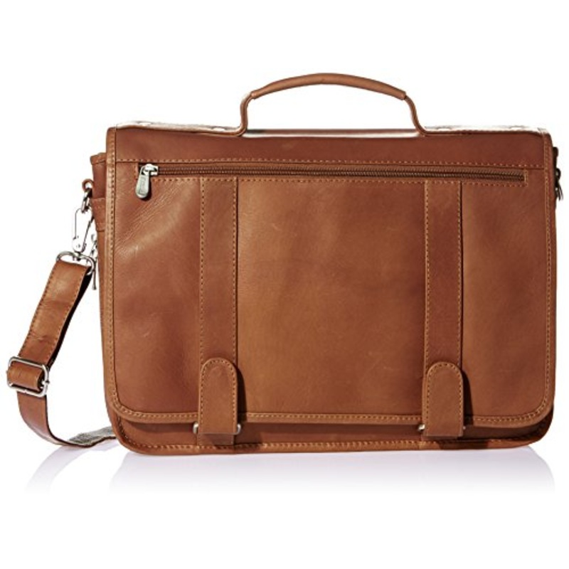Piel Leather Double Loop Expandable Laptop Briefcase, Saddle