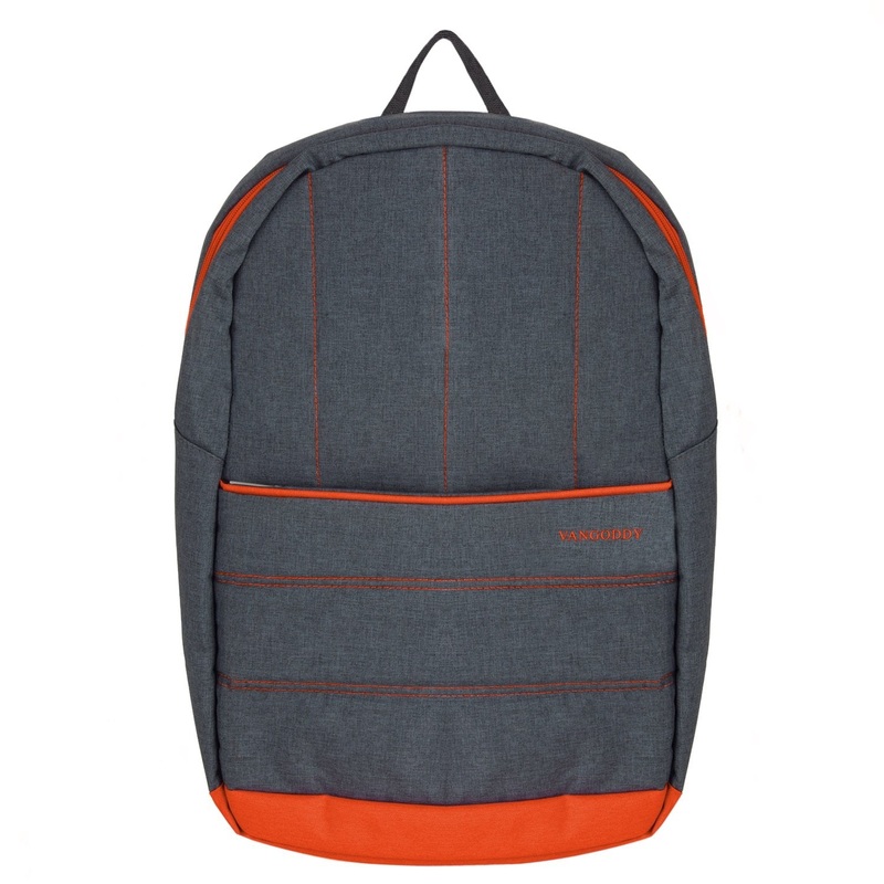 15.6 inch Universal Grove Laptop Backpack for Toshiba Satellite C55 B5100, Dell Inspiron 15 5000 Series, Grey with Orange Trim