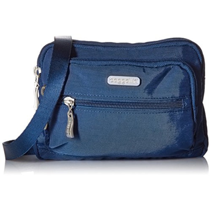 Baggallini Triple Zip Bag Removable, Adjustable Strap Can Switch From Crossbody Bag To Wallet
