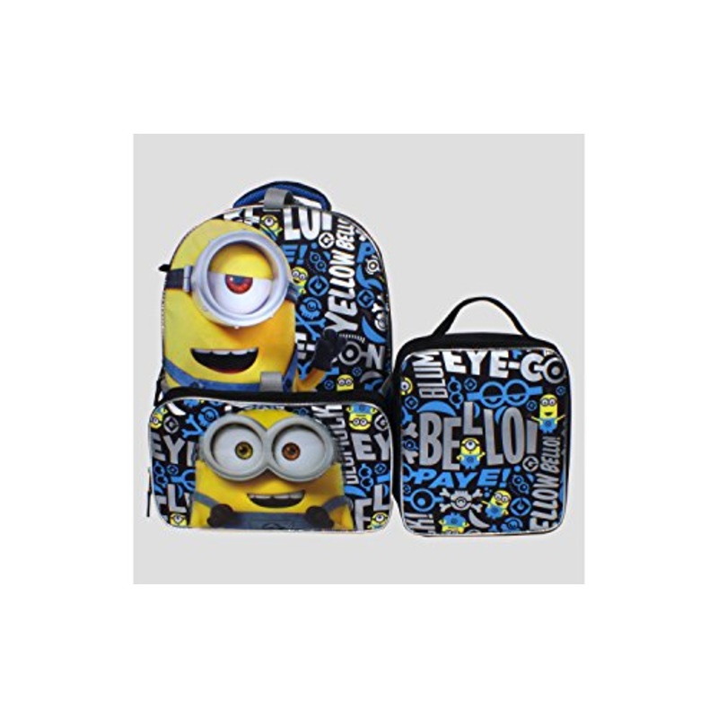 Despicable Me Big Boy'S Despicable Me 16" Backpack, Lunch Tote, Pencil Case Accessory, Black, 16