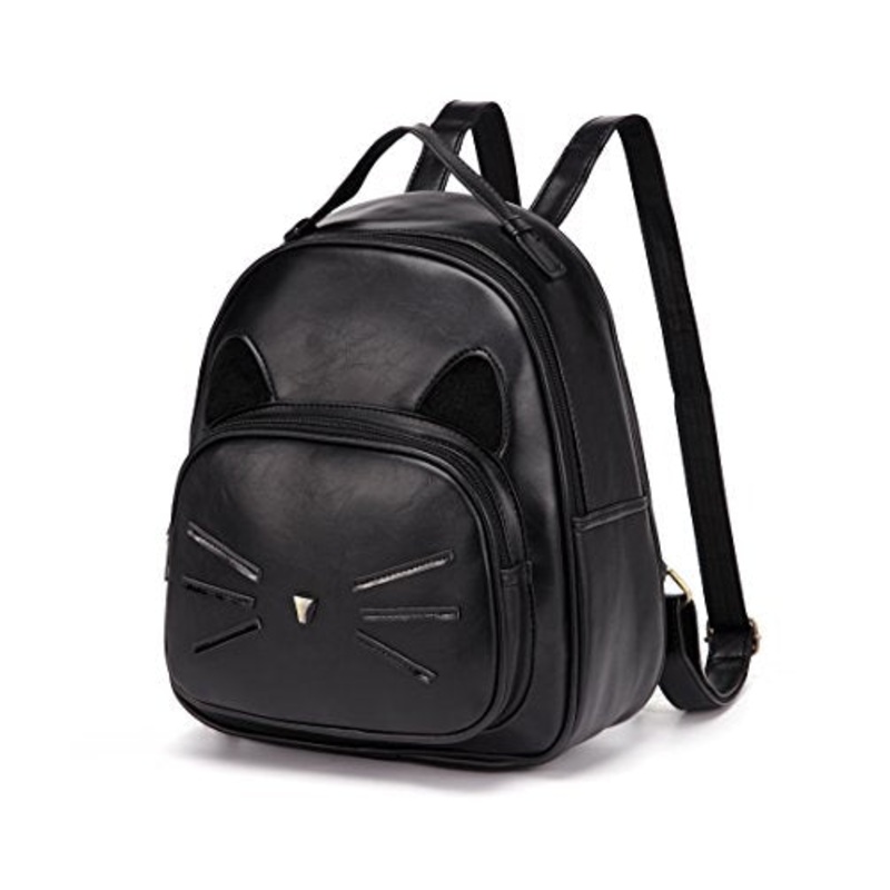 Diomo Mini Women Backpacks Cute Cat Kids Girls Daypack Rucksack Small Bags (Mini, Black)