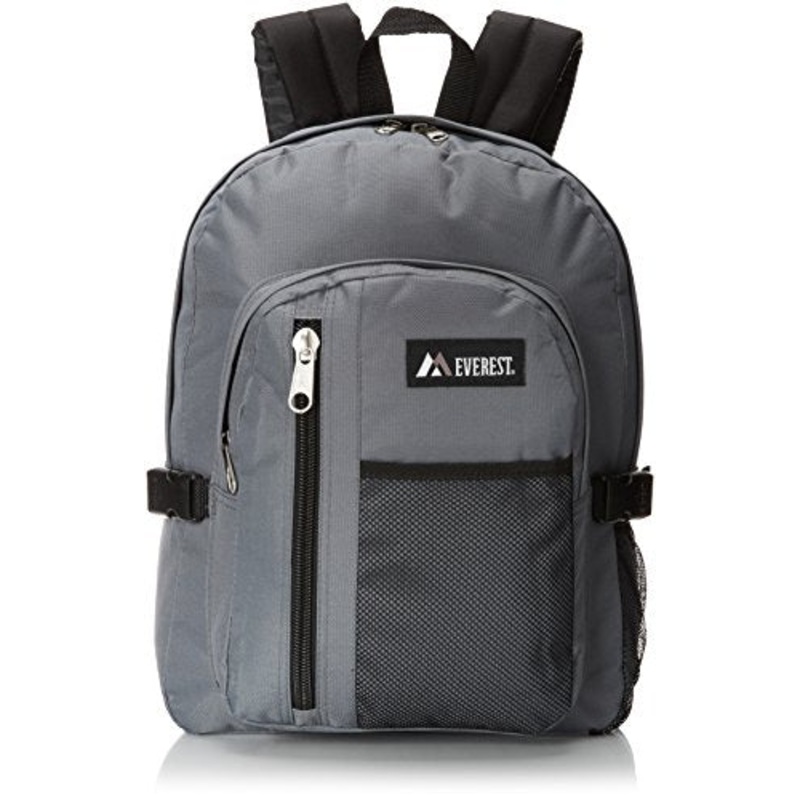 Everest Backpack With Front Mesh Pocket, Dark Gray, One Size