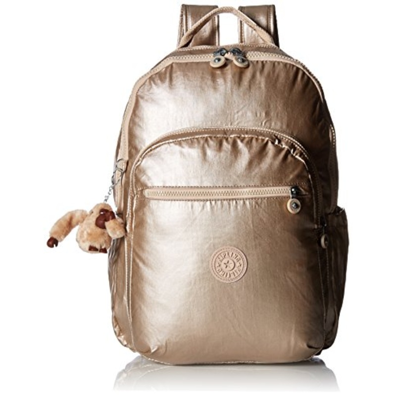 Seoul L Solid Laptop Backpack, Sparkly Gold