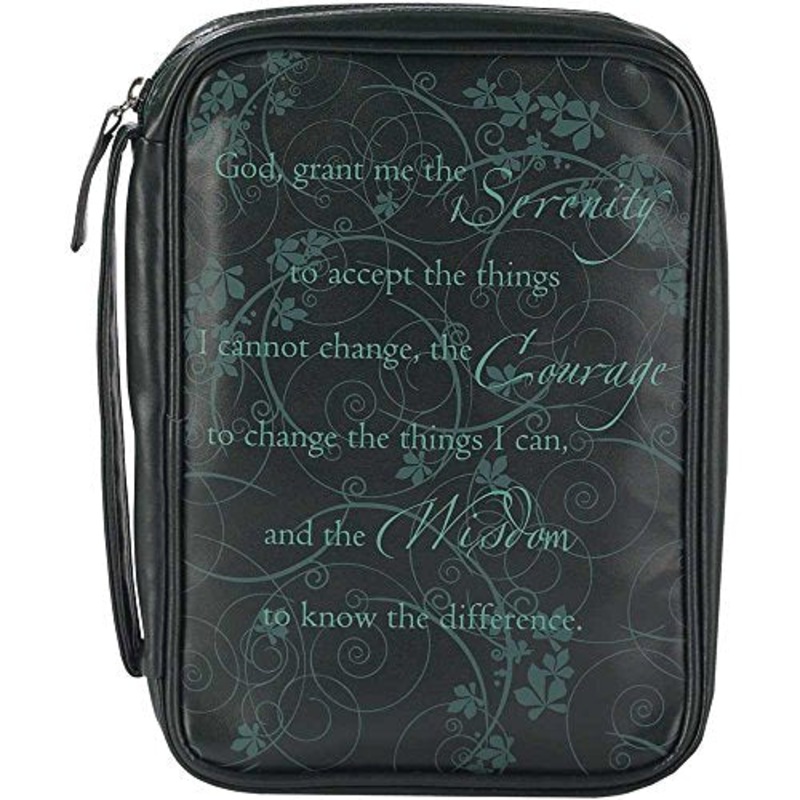 Serenity Prayer Black 8 X 11 Inch Leather Like Vinyl Bible Cover Case With Handle Large