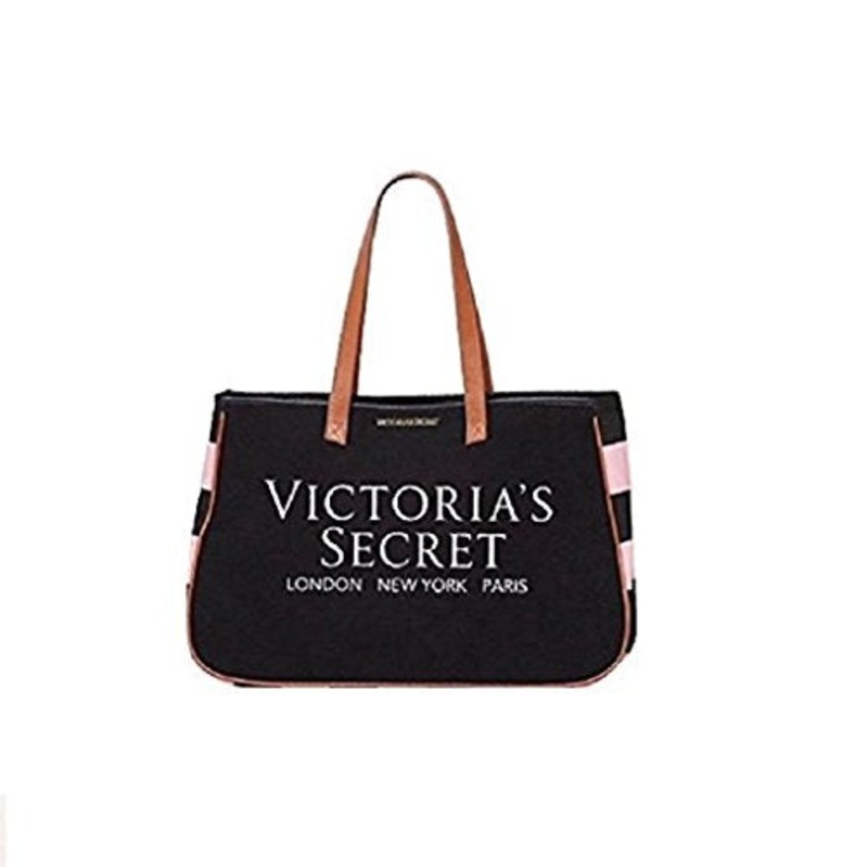 Victoria'S Secret Large Canvas Tote Bag Black