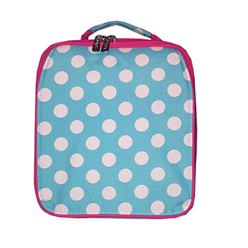 Aqua Polka Dot Back To School Lunch Tote