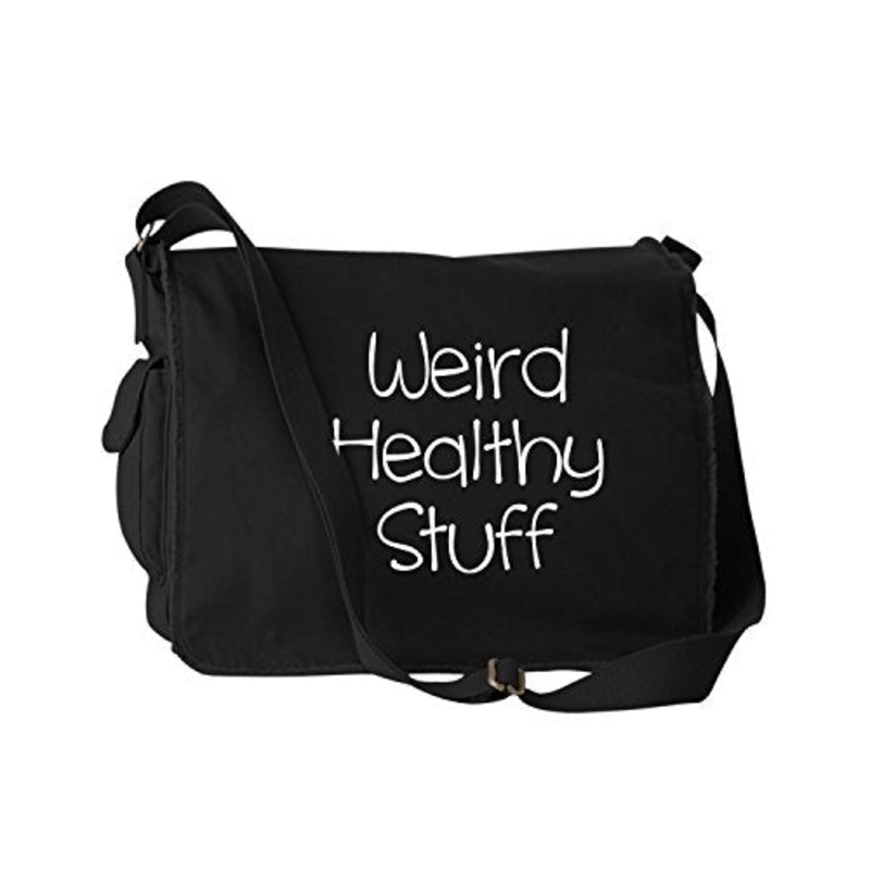 Funny Weird Healthy Stuff Groceries Snacks Black Canvas Messenger Bag