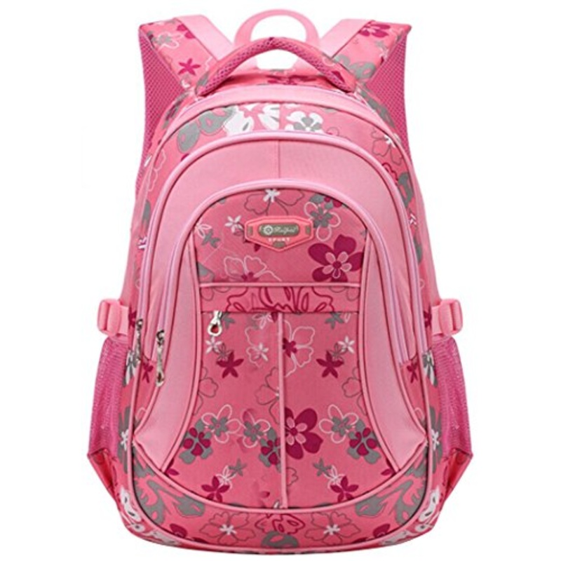 Tinksky Flowers Pattern Backpacks For Girls Elementary School Students Book Bag Pink
