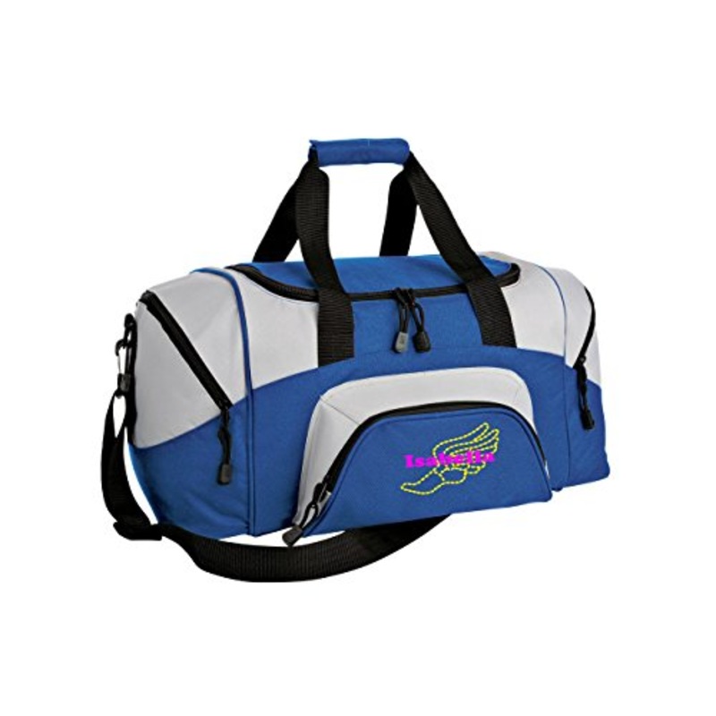 Track & Field Personalized - Colorblock Sport Small Duffle Bag (Royal/Grey)