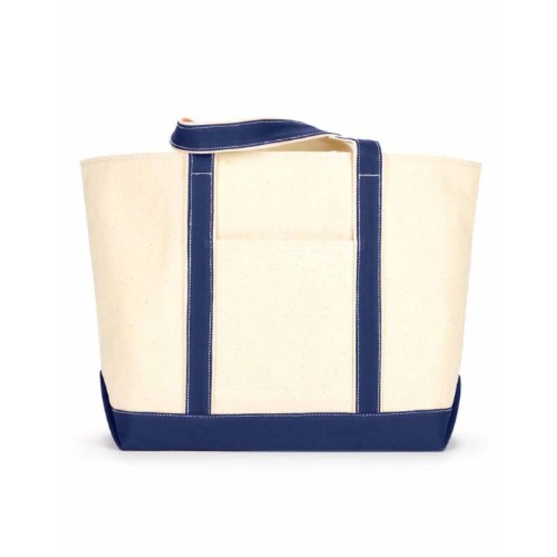 Ultraclub 8872 Uc Lg Cotton Canvas Tote - Natural/ Navy - One