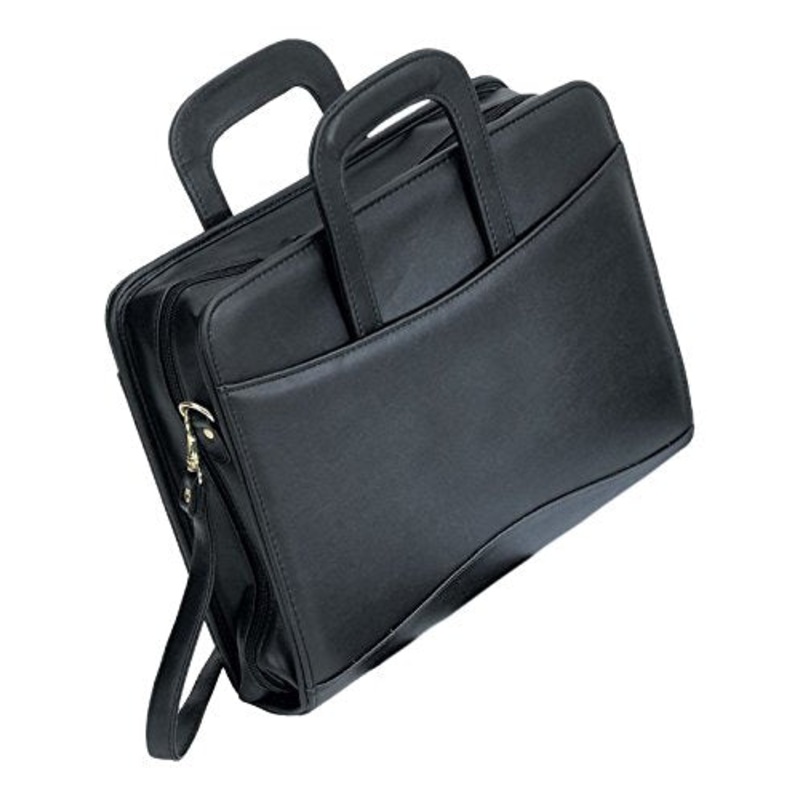 Bellino Executive Leather Zip-Around Binder Briefcase Padfolio, 3 Ring, Black