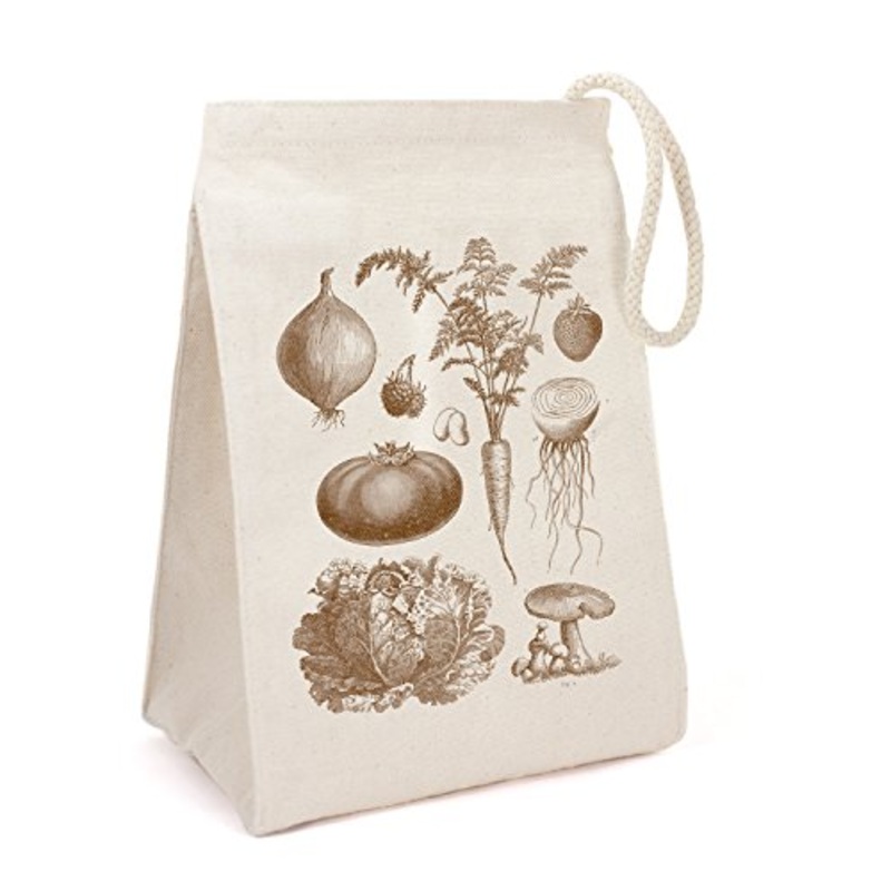 Cognitive Surplus Deluxe Eco-Friendly Recycled Cotton Vintage Veggies Lunch/Cosmetics Small Bag