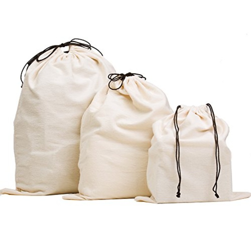 Misslo Set of 3 Cotton Breathable Dust-proof Drawstring Storage Pouch Bag