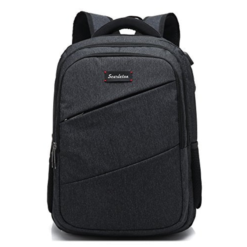 Scarleton Simple Polyester Backpack H203601 - Black