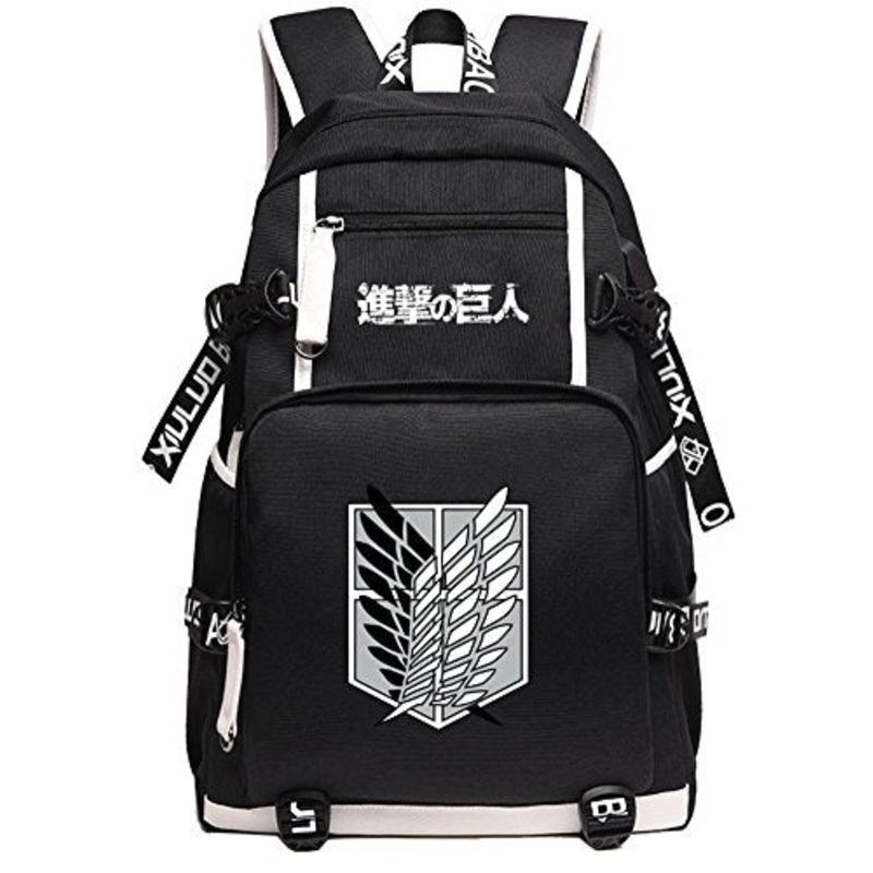 Gumstyle Attack on Titan Book Bag with USB Charging Port Laptop Backpack Casual School Bag Black 1