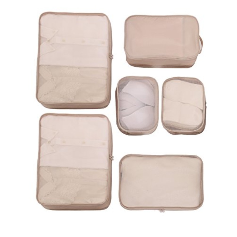 JJ POWER Lightweight Travel Packing Cubes Multi function, Durable 6 Piece (Cream)