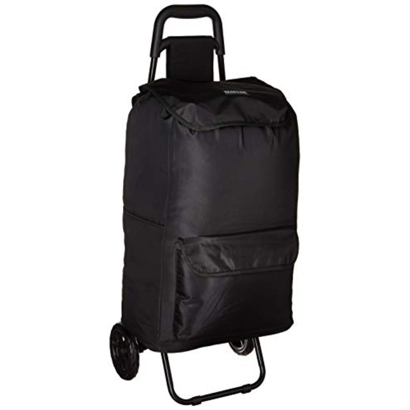 Kenneth Cole Reaction Polyester 2-Wheel Urban Shopping Cart with Removable Shopping Bag, Black