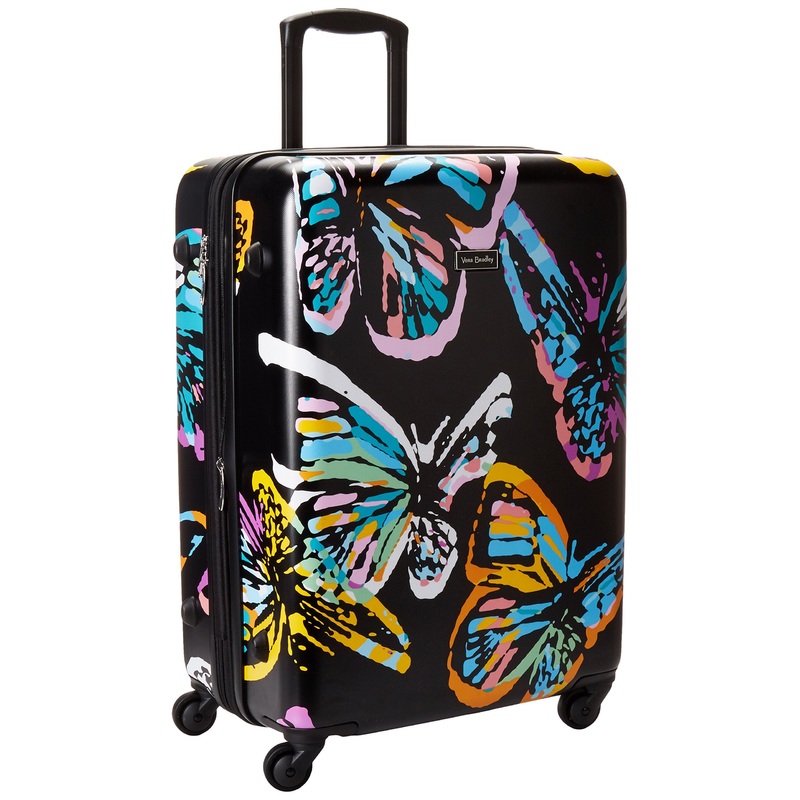 Vera Bradley Hardside Large Spinner, Butterfly Flutter Black
