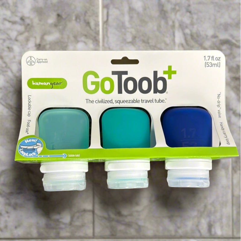 Humangear 1.7 oz GoToob+ 3-Pack Silicone 3-1-1 Toiletry Bottles (SMALL)