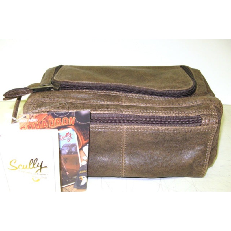 Scully 151-10-29 Aero Squadron Distressed Leather Toiletry Kit