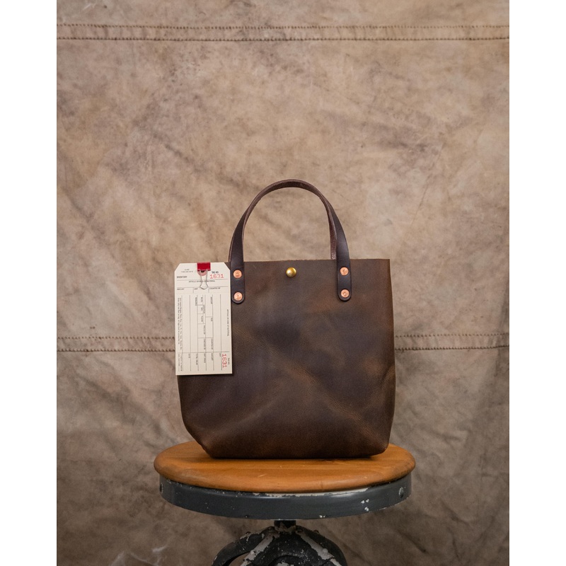 1631 Rustic Brown Mini Tote with Dark Brown Handles