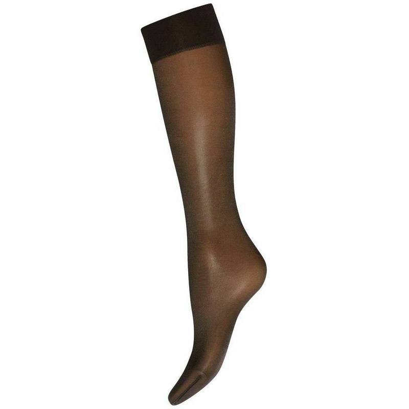 Wolford Satin Touch Sheer Shimmer 20 Denier Knee High Tights - Nearly Black