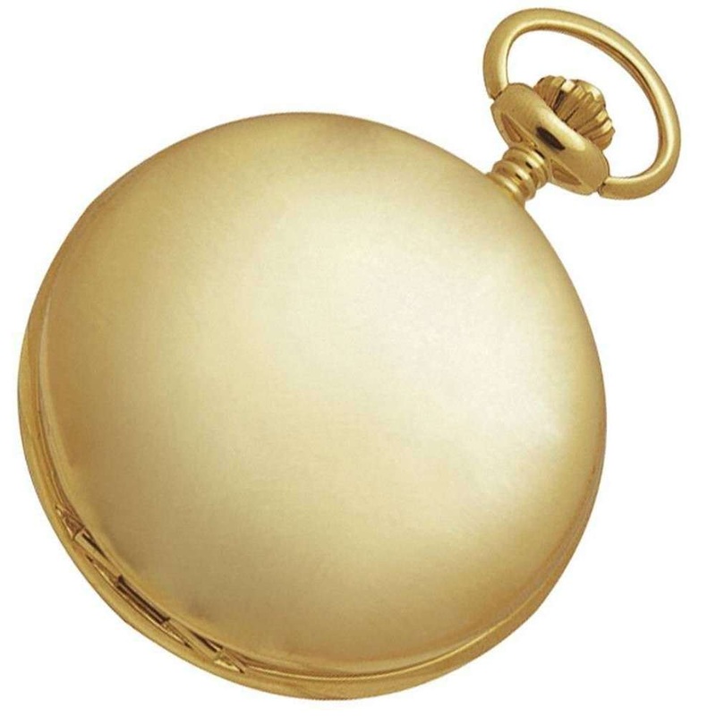 Woodford Gold Plated Polished Full Hunter Quartz Pocket Watch - Gold
