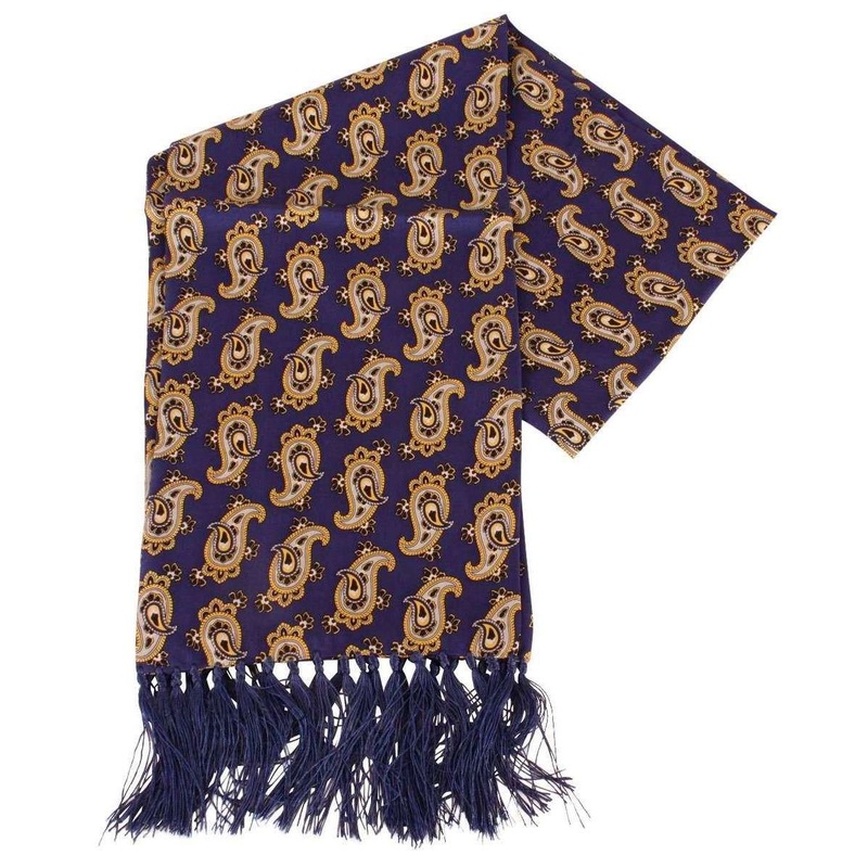 Knightsbridge Neckwear Paisley Aviator Silk Scarf - Navy