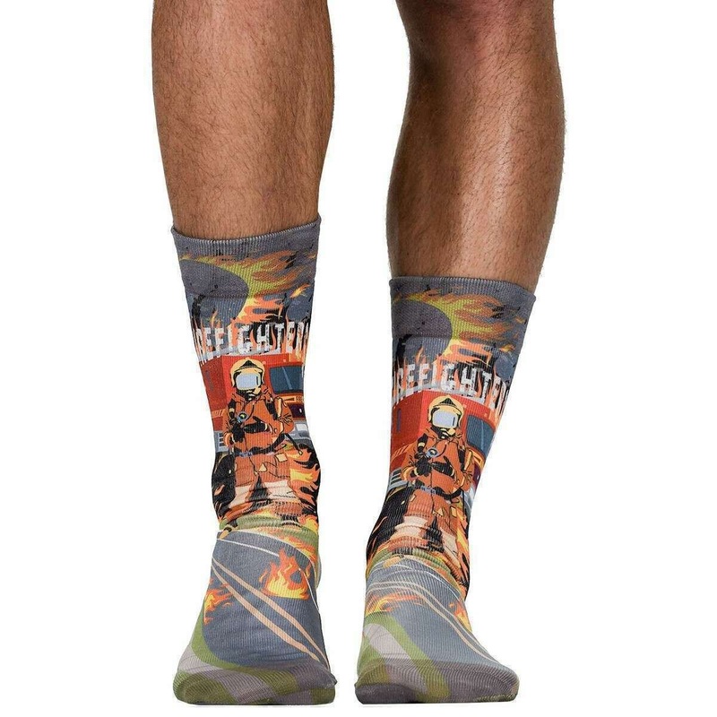 Wigglesteps Fire Fighter Socks - Grey/Orange/Red
