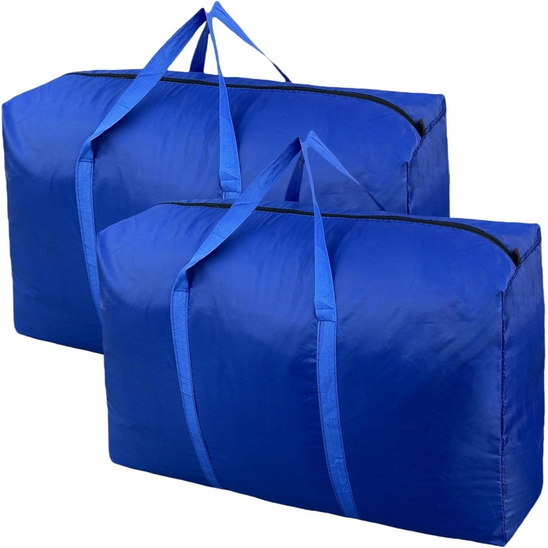 100L Extra Large Storage Bags, Big Moving Bags with Strong Zippers & Carrying Handles, Packing Bags for Moving, Storage, Travel and Camping, Storage Totes for Space Saving (Blue, 2 Pack)