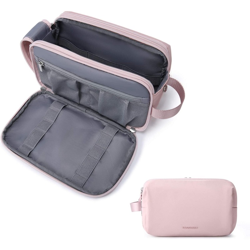 BAGSMART Toiletry Bag for Men, Travel Toiletry Organizer Dopp Kit Water-Resistant Shaving Bag for Toiletries Accessories, Door Room Essentials,Pink-Medium