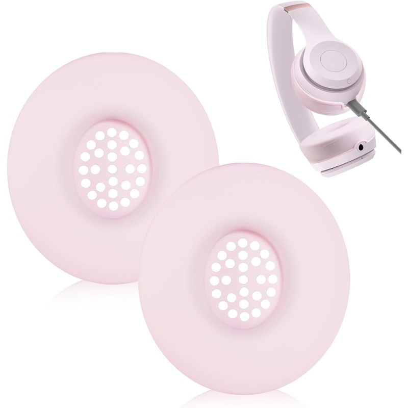 Adhiper Silicone Ear Pads Cover for Beats Solo 4, Washable Sweat Earpad Covers Silicone Case for Beats Solo4 & Solo3 Wireless On-Ear Headphones Accessories Protective Pads Cover (Pink)
