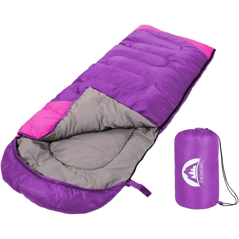 SWTMERRY Sleeping Bag 3 Seasons (Summer, Spring, Fall) Warm & Cool Weather - Lightweight,Waterproof Indoor & Outdoor Use for Kids, Teens & Adults for Hiking and Camping