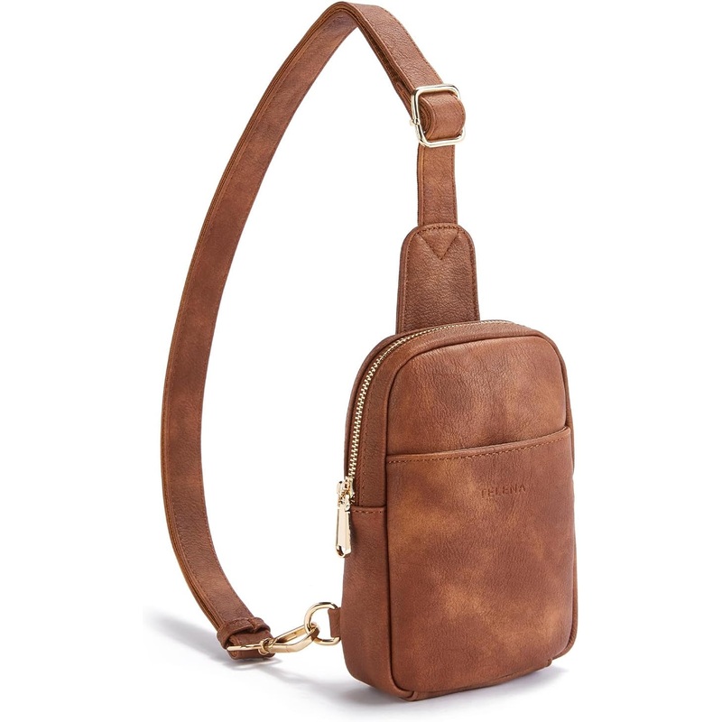 Telena Small Sling Bag for Women Leather Crossbody Fanny Packs Chest Bag for Women