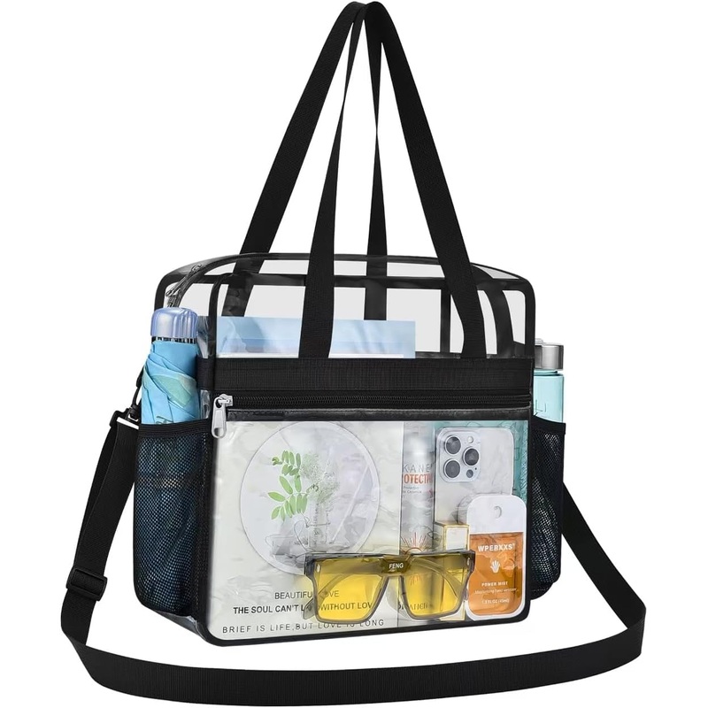 USPECLARE Clear Tote Stadium Approved, Security Travel & Gym Clear Bag for Work Sports Games Concerts