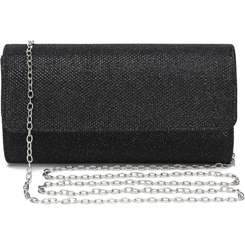 Women's Glitter Clutch Bag Evening Bag Party Wedding Handbag with Chain