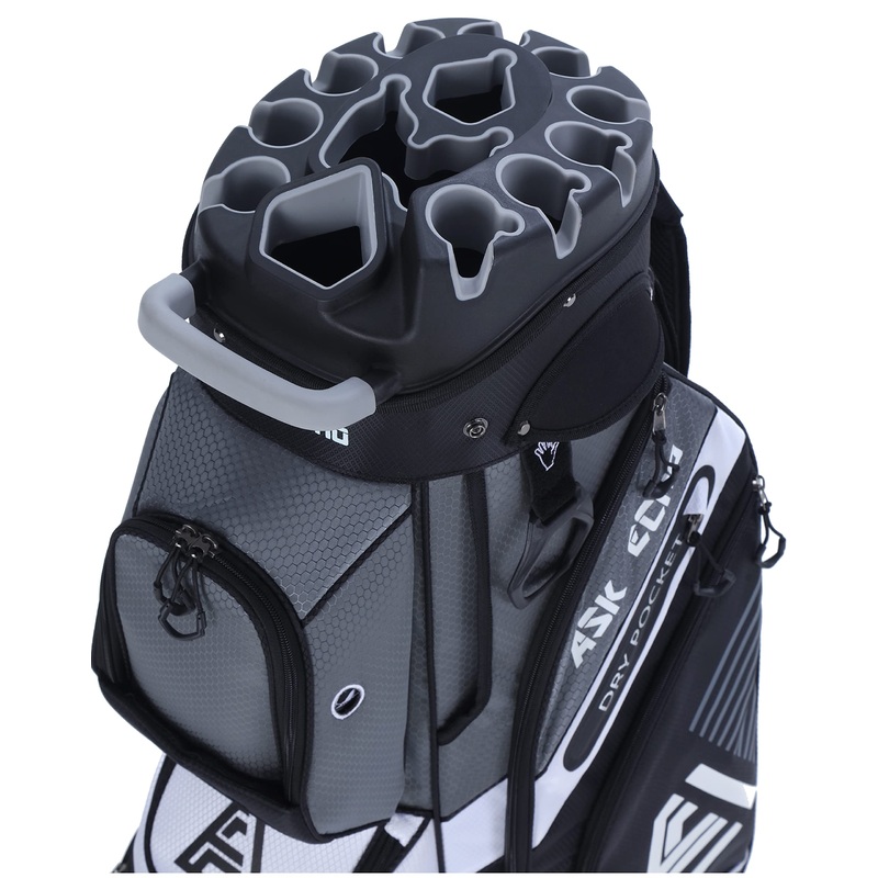 ASK ECHO T-Lock Golf Cart Bag with 14 Way Organizer Divider Top, Premium Cart Bag with Handles and Rain Cover