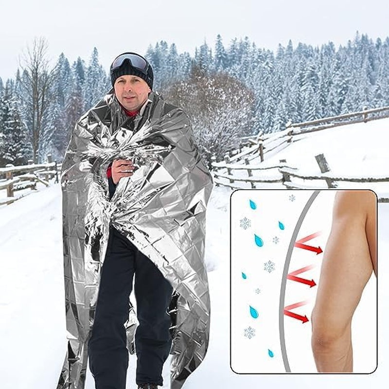 Emergency Thermal Blankets Space Blanket kit Camping Blanket, 4-Pack