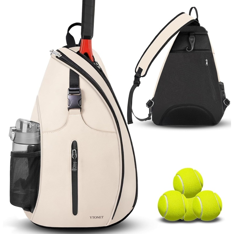 Tennis Sling Backpack Crossbody, Compatible for Pickleball Tennis Badminton Rackets, Unisex