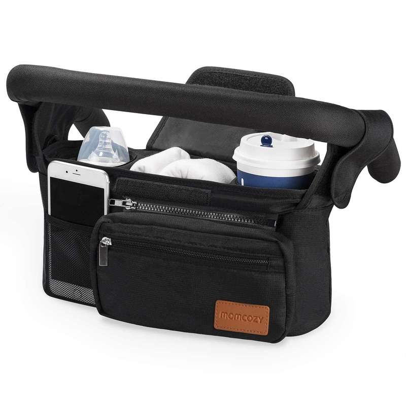 Universal Stroller Organizer with Cup Holder Detachable Phone Bag and Shoulder Strap