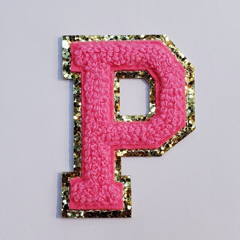 Varsity Letter Patch P - Hot Pink