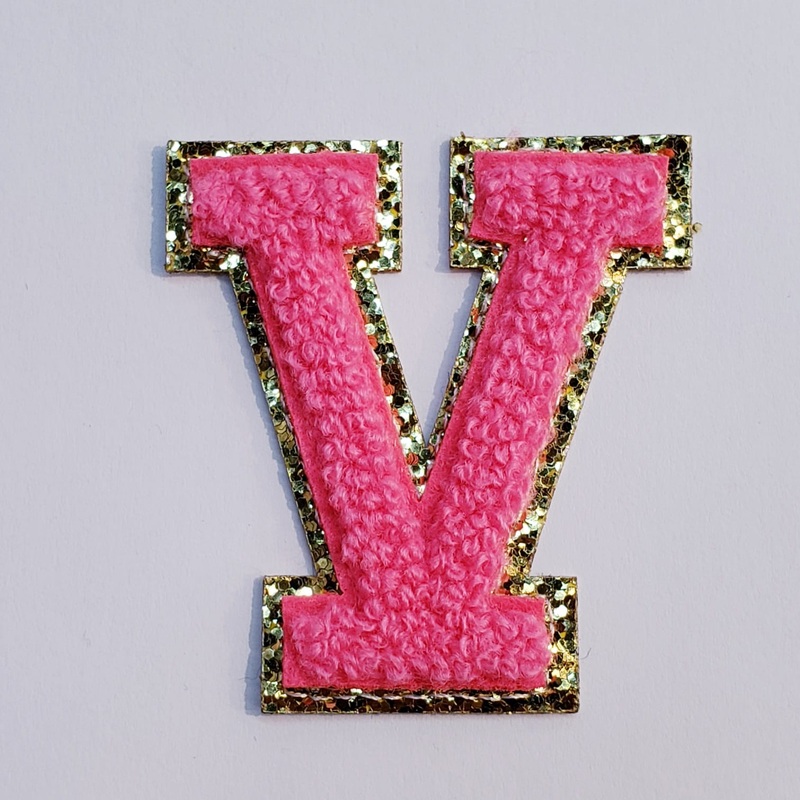 Varsity Letter Patch V - Hot Pink